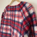 Madewell  Wool Blend Red Plaid Fuzzy Pullover Long Sleeve Top ~ Women’s Size S Photo 4