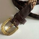 VINTAGE Brown Braided Leather Belt with Gold Buckle Photo 2