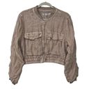 ZARA  Tan Linen/Cotton Bomber Jacket(Size Small) Photo 4