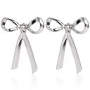 Boutique Coquette Big Silver Bow Statement Earrings  Photo 1