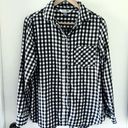 Old Navy  L Womens Black White Buffalo Plaid Check Flannel Button Down Shirt Photo 0