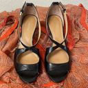 Calvin Klein  Black Criss Cross Open Toe Gold Hardware Size 7 Photo 2