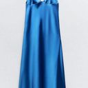 ZARA Dress Cobalt Blue Slip Midi Satin Effect Maxi Wedding Party Photo 4