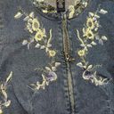 Vintage Denim & Co floral embroidered denim zip up jacket sz M womens cottagecor Blue Size M Photo 7