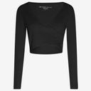 Beyond Yoga  Graceland Wrap Surplice Cropped Long Sleeve Top Black Photo 1