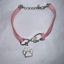 infinity Pink Leather and Silver Tone  Love Paw Charm Bracelet Photo 1