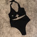 One Piece Black textured cut out halter  swimsuit Photo 7