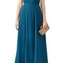 Yumi Kim  Keyhole Halter Starlet Teal High Slit Maxi Cocktail Gown NWT Photo 0