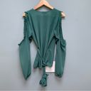 Majorelle  Katya Wrap Blouse in Jade Green Long Sleeve Peekaboo Arms Small Photo 6