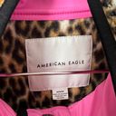 American Eagle  Outfitters Leopard Print Neon Pink Fleece Bomber Jacket Size M Photo 7