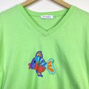 Fresh Produce Green Fish Cropped V Neck Short Sleeve T shirt Top womens One size Photo 1