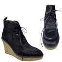 3.1 Phillip Lim  Lace Up Fur Wedge Ankle Boots Black Size 37.5 Photo 1