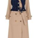 Burberry  Beige Paneled Cotton-Gabardine & Blue Denim Double-Breasted Trench Coat Photo 0