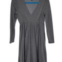 Oleg Cassini  Gray V Neck Pleated Rayon Blend Knit Dress Photo 0