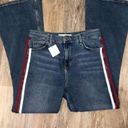 Topshop  Moto Stripe Jamie Flare Denim Blue Jeans Size 34x30 NWT Photo 2