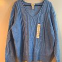 st. john's bay NWT  Light Blue V-neck Cable Knit Sweater XL Photo 0