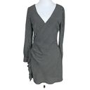 BB Dakota ‎ Dress Womens 4 Black White Striped Faux Wrap Mini Long Sleeve Ruffle Photo 0