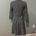 Gabby Skye  Black & White Stripes V Neck 3/4 Sleeve Flare Skirt Dress Size 4 Photo 2