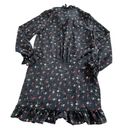 ZARA  Dress Womens Small Black Floral Long Sleeve Ruffle Mini Z1975 Denim Poly Photo 1