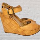 Frye Womens 10M Corrina Leather Brown Strappy Woven Wedge Sandals Braided Strap Photo 2