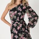 Lulus Popular Sweetie Black Floral One-Shoulder Ruffled Mini Dress Photo 0