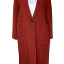 Becken Sienna Long Lapel Felted Wool Oversized Coat Rust Terracotta Red Photo 2