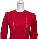 Krass&co  Cashmere Blend Wool Cable Knit Pullover Sweater Red Boxy Women’s Size Small Photo 2
