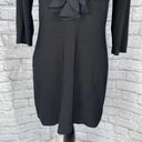 White House | Black Market  womens sz S v-cut ruffle front 3/4 Sleeve black dress  Photo 1