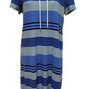 Talbots Shirt Dress Summer Cotton Knit Size Medium Blue Nautical Stripe Photo 14