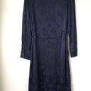 Vince Marine Blue Tulip Jacquard Long Sleeve Midi Dress XS Photo 2