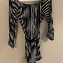 Forever 21 Black and White Striped off the Shoulder Romper Photo 4