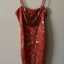 ENTRY orange gold pattern sexy beaded bodycon dress size large Photo 0