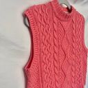 She & Sky  Cable Knit High Neck Sweater Vest Size Large Peach Chunky New Photo 1