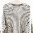 American Eagle Crewneck Pullover Chunky Ribbed Sweater Gray Medium Photo 3