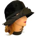 Vintage Italian Brigitte Lilli of California Black Wool Grosgrain Bow Cloche Hat Photo 0