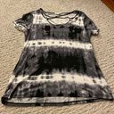 Cloud Chaser Printed Short Sleeve Shirt Top Black Medium Photo 1