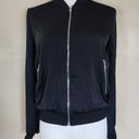 Forever 21 Black Satin Bomber Jacket, Women's S Photo 2