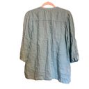 Tommy Bahama  Womens Size Medium Blue Linen Pintucked Accent Button Blouse Photo 2