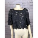 Club Monaco  Black Lace Cropped Top size small Photo 2