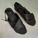 Eileen Fisher Woman’s Black Wedge Nubuck Leather Buckle Strappy Sandals, Sz 10 Photo 3