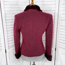 Danny & Nicole  Faux Fur Trim Blazer Jacket Maroon Red 6 Photo 3