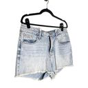 Good American Good Vintage Short Double Waistband Denim Short Light Wash Size 14 Photo 4