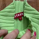 STAUD pistachio green ribbed cropped mock neck rocky sweater lemon beads Photo 7