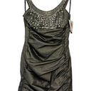 Jessica McClintock NWT  Vintage Studded Scoop Neck Metallic Ruched Silver Size 12 Photo 0