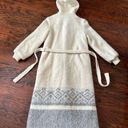 Hilda Ltd 100% Wool Vintage Long Icelandic Hooded Belted Coat in Ivory Small Photo 8