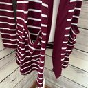 Zenana Outfitters Burgundy & White Striped Long Cardigan Photo 3