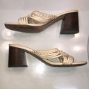 Ann Taylor  Women’s Leather Cream Woven Braided Square Toe Chunky Block Heels Photo 4