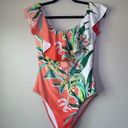 Trina Turk  Costa De Prata Tropical Floral Ruffled One Piece Swimsuit Size 12 Photo 1