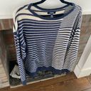 CHAPS Womens  Navy Blue & White Crew Neck Slouchy Sweater size Large Photo 4