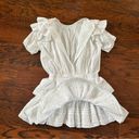 Maia Bergman Mery Ruffled White Eyelet Mini Dress w/Tiered Skirt Medium Photo 10